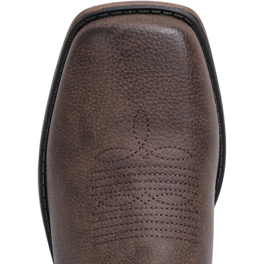 Women Brown Square Toe Western Mid Calf Embroidered Cowgirl Pull On Boots - Picture 6 of 9